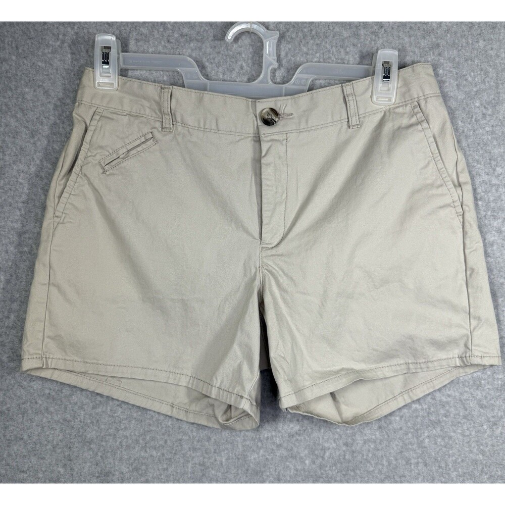 Dockers Shorts Womens 10 Khaki Mid Rise Button Back Pockets Chino Casual Bottoms